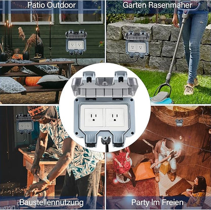 Outdoor Power Outlet Box with 32.8Ft Extension Cord, NEMA 5-15R, STW 14 AWG - Image 6