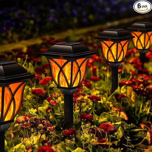 GIGALUMI Solar Lights Outdoor Waterproof, 6 Pack Flickering Flame LED Lights by GIGALUMI