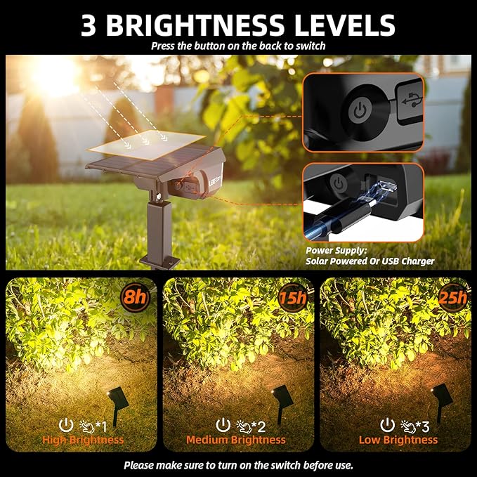 LEREKAM Solar Spot Lights Outdoor Landscape Lights, IP65 Outdoor Waterproof - Image 4