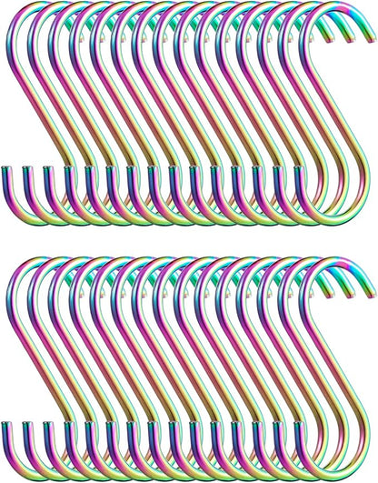 Evanda Rainbow S Hooks for Hanging Pack of 30, Heavy Duty Stainless Steel by Evanda