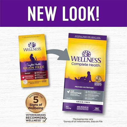 Wellness Complete Health Senior Dry Cat Food, Grain Free Kibble, Chicken Recipe - Image 3