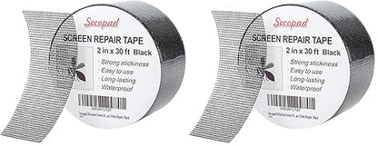 Secopad Black Window Screen Repair Tape, 2 in X 30 FT Screen Repair Kit by Secopad