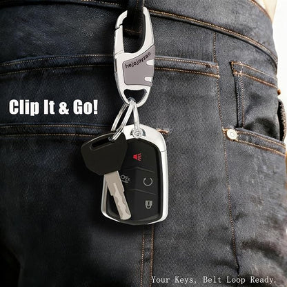 Keychain with Carabiner Clip, 4 Heavy Duty Key Rings and D Ring - Image 3