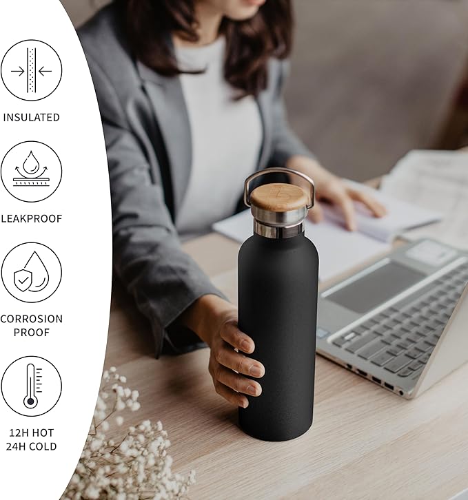 Bambaw 12 oz Insulated Water Bottle, Double Wall Metal Water Bottle Stainless - Image 3