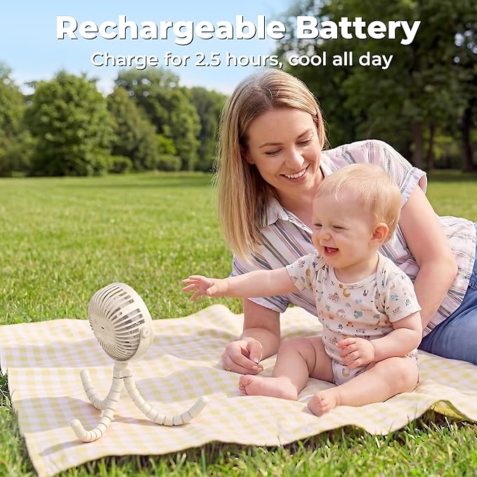 AMACOOL Battery Operated Stroller Fan, Baby Travel Essentials - Image 4