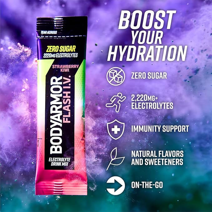 BODYARMOR Flash IV Electrolyte Packets, Strawberry Kiwi - Image 3