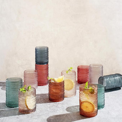 Khen Hobnail Beaded Highball Drinking Tumbler Glasses | Set of 12 | Color - Image 4