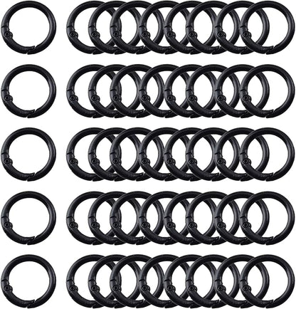Carabiner Clip 48Pcs Black Metal Key Ring Clip Circle Keychain Rings Bulk by KJMLDIY