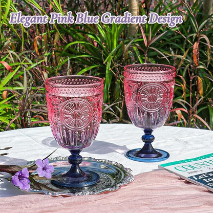 XUWAIDSGN 12Pcs Plastic Vintage Wine Glasses 13.5oz Reusable Embossed Goblet - Image 3