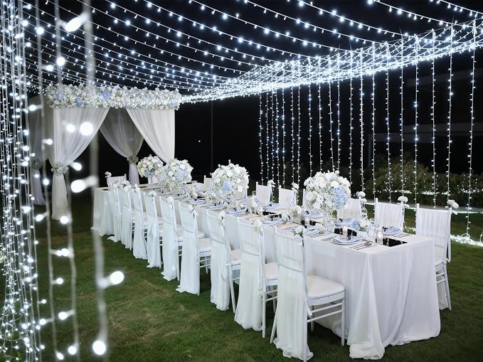 Solhice LED Curtain Lights Outdoor 30ft x10ft Cool White, 720 LED Plug in - Image 7