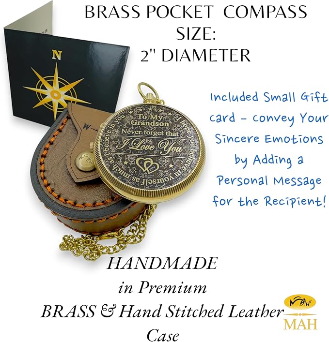 Brass Compass Gift to My Son Never Forget I Love You, Sentimental Keepsake from - Image 2