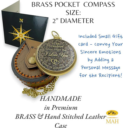 Brass Compass Gift to My Son Never Forget I Love You, Sentimental Keepsake from - Image 2
