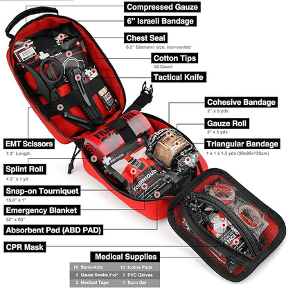 Survival First Aid Kit with Israeli Bandage, Chest Seal, Tourniquet, Tactical - Image 3