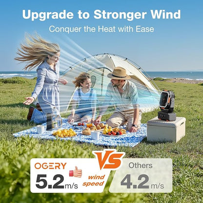 OGERY Camping Fan, Portable Fan Rechargeable - Image 3
