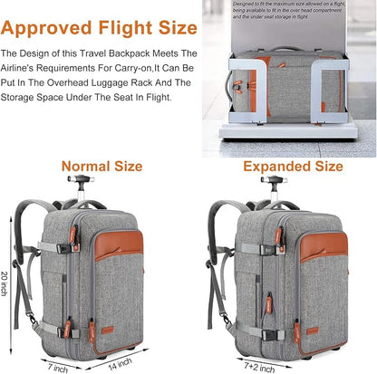 Lumesner Rolling Backpack for Men and Women, Extra Large 42L Travel Backpack - Image 3
