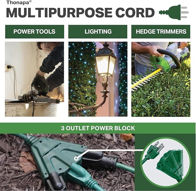 Thonapa2 Pack of 25 ft Green Extension Cord - Image 6