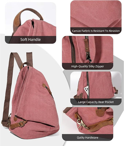 KL928 Canvas Vintage Backpack – Large Casual Daypack Outdoor Travel Rucksack - Image 3