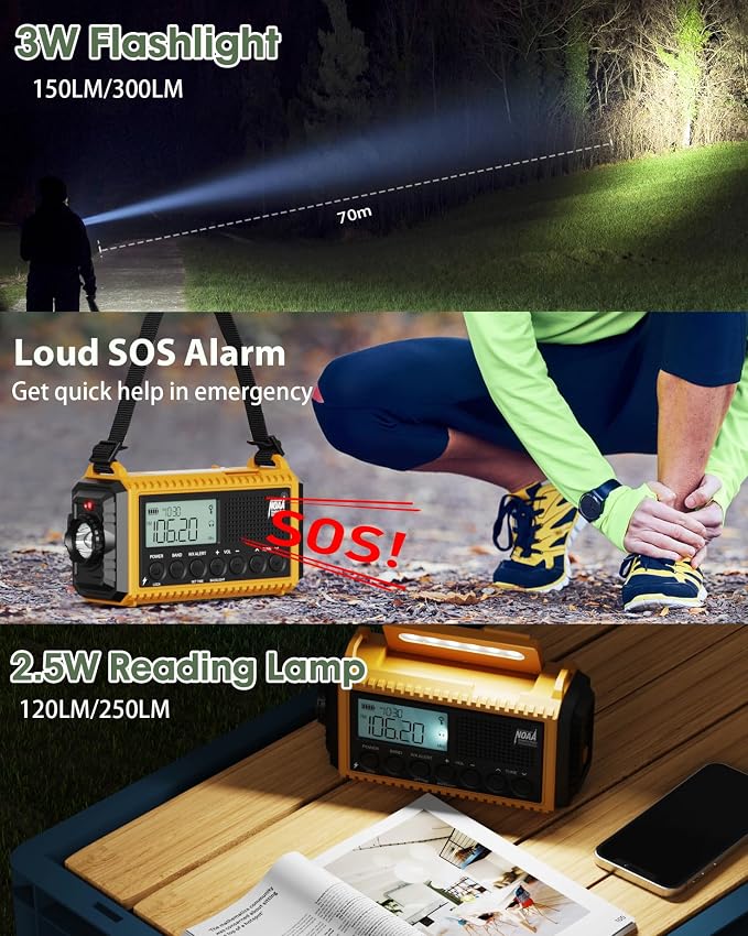 Emergency Radio, Hand Crank NOAA Weather Radio - Image 6