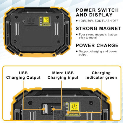 Sunzone LED Work Light, Rechargeable Magnetic Flood Lights - Image 5