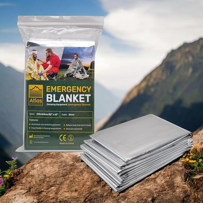 Emergency Survival Blanket, Mylar Thermal Blanket, Gigantic Space Blanket 82" x - Image 9