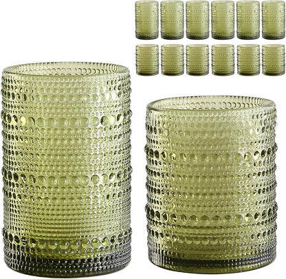 ZMOWIPDL Vintage Glassware Drinking Glasses Set of 12, Embossed Water Tumbler by ZMOWIPDL