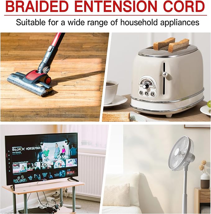 16/3 Braided Extension Cord 15 FT, Braided Extension Cord Flexible & Durable - Image 7
