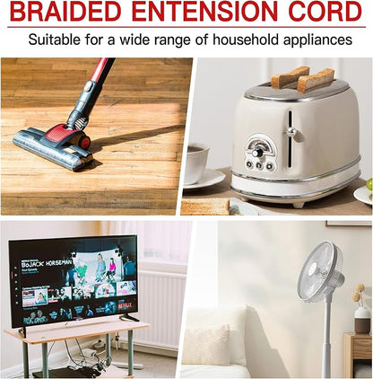 16/3 Braided Extension Cord 15 FT, Braided Extension Cord Flexible & Durable - Image 7