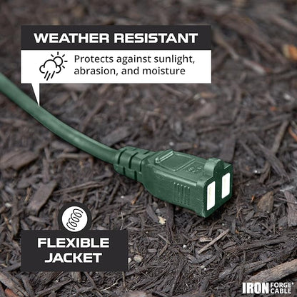 Iron Forge Cable 2 Prong Outdoor Extension Cord 50 ft, 16/2 Weatherproof Green - Image 3