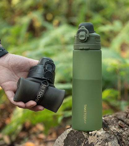 TakeToday Collapsible Water Bottles 21oz, Foldable Platinum Silicone Travel - Image 6
