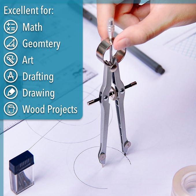 Mr. Pen- Professional Compass for Geometry, Extra Lead, Metal Compass, Compass - Image 6