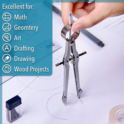 Mr. Pen- Professional Compass for Geometry, Extra Lead, Metal Compass, Compass - Image 6