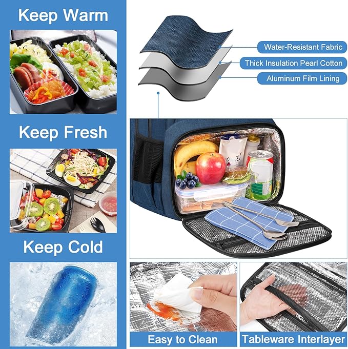 MATEIN Backpack Lunch Box, Water Resistant Mens Lunch Backpack - Image 2