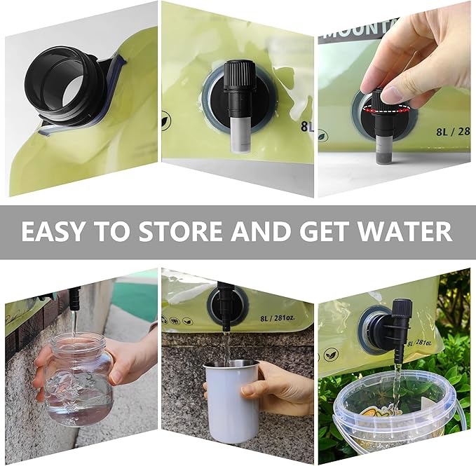 8L Collapsible Water Bag BPA-Free Foldable Water Container Leakproof Portable - Image 4