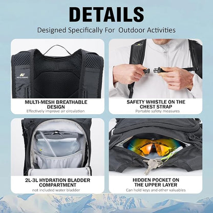 N NEVO RHINO Small Hiking & Trekking Backpack, 10L Lightweight Travel Backpack - Image 6