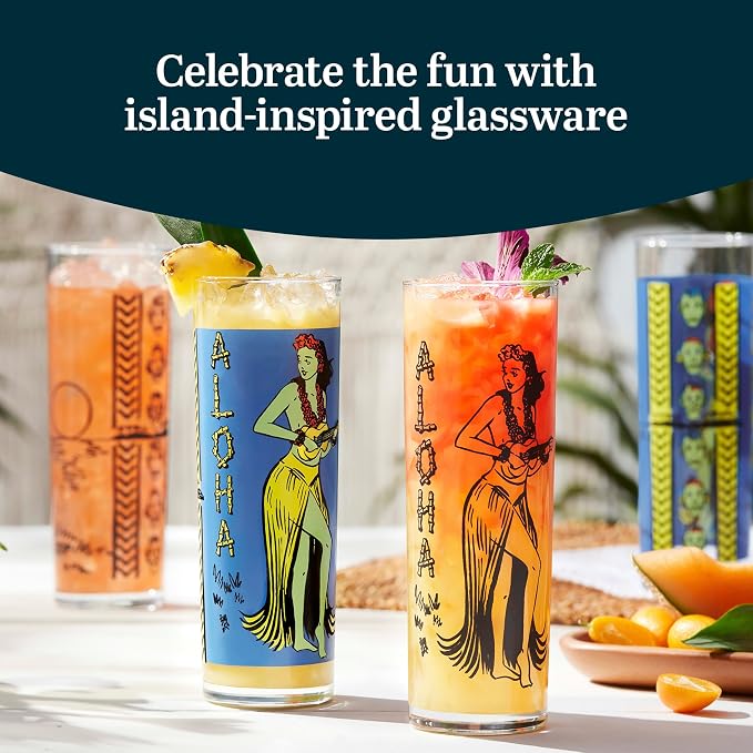Libbey Zombie Clear Glass Tumbler Set, Vintage-Style Tiki Drinking Glasses Set - Image 4