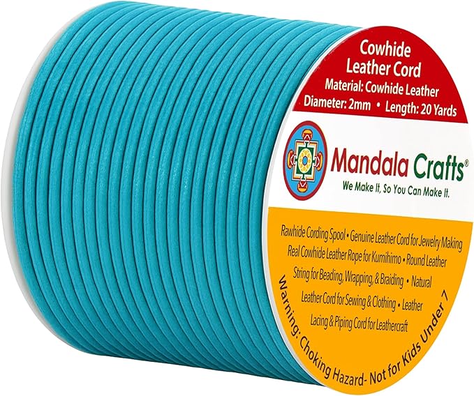 Mandala Crafts Round Genuine Teal Leather Cord by MandalaCrafts