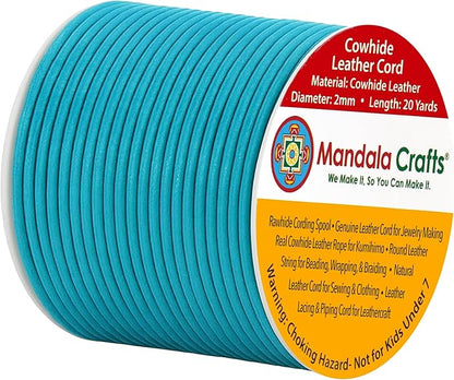 Mandala Crafts Round Genuine Teal Leather Cord by MandalaCrafts