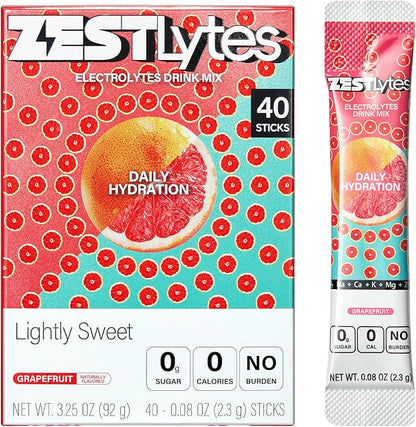 40 Sticks Sugar Free & 0 Calorie Electrolyte Hydration Packets, Low Sodium by ZestLytes