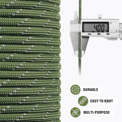 Reflective Paracord Rope 750 lb - 50ft 5/32" Parachute Cord 4MM 12-Strand para - Image 6