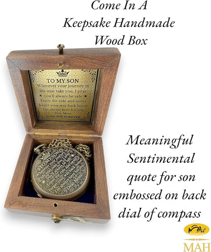 Brass Compass Gift to My Son Never Forget I Love You, Sentimental Keepsake from - Image 8