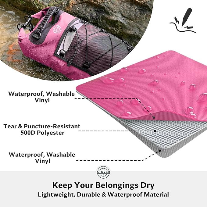 STOVER 5/10/25/30/40/55L Waterproof Dry Bag- Roll-Top Backpack w/Phone Case- - Image 2