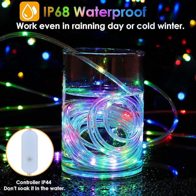 Nazuwke 49Ft LED Rope Lights for Outside, 18 Colors Changing Outdoor Fairy - Image 3
