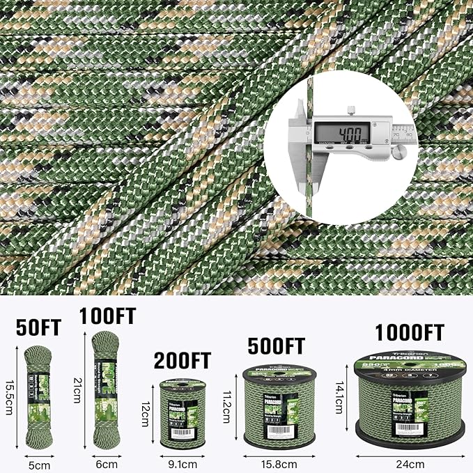 Paracord Rope 550 lb - 100ft 5/32" Parachute Cord 4MM 7-Strand para Cord - - Image 5