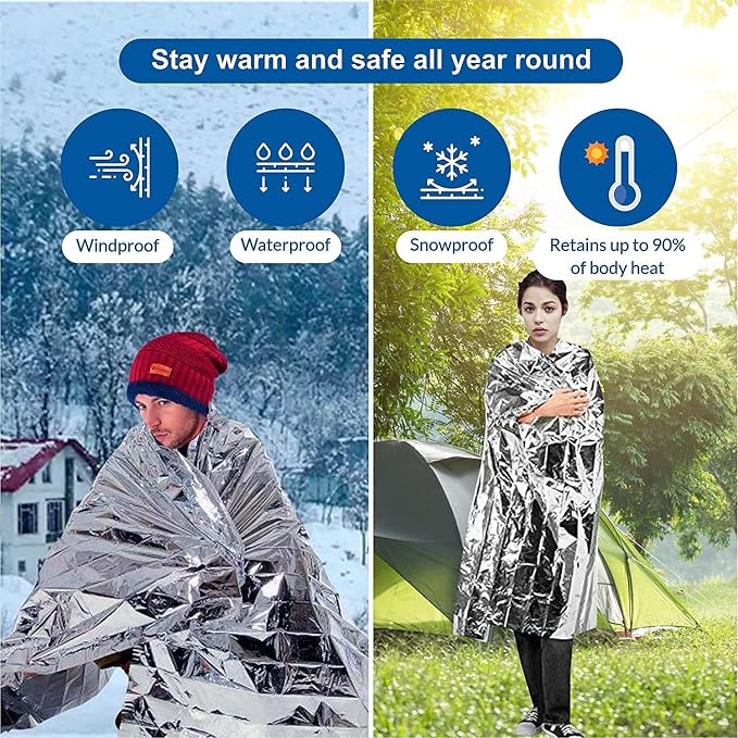 Emergency Foil Thermal Blanket, 210 x 160 cm Emergency shelter Survival - Image 3