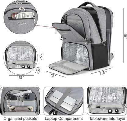 Insulated Lunch Backpack Fit 17" Laptop, Work Backpack - Image 2