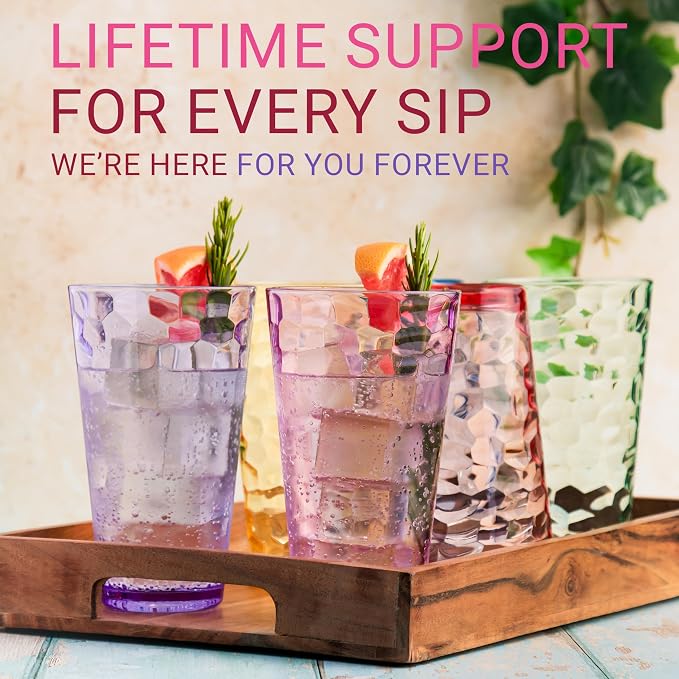 Bravario Hammered Plastic Drinking Tumbler, Dishwasher-Safe Premium Quality - Image 7