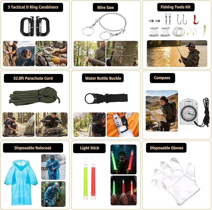 Survival Kit, Emergency Kit for Earthquake, Outdoor Adventure, Gifts for Men - Image 6
