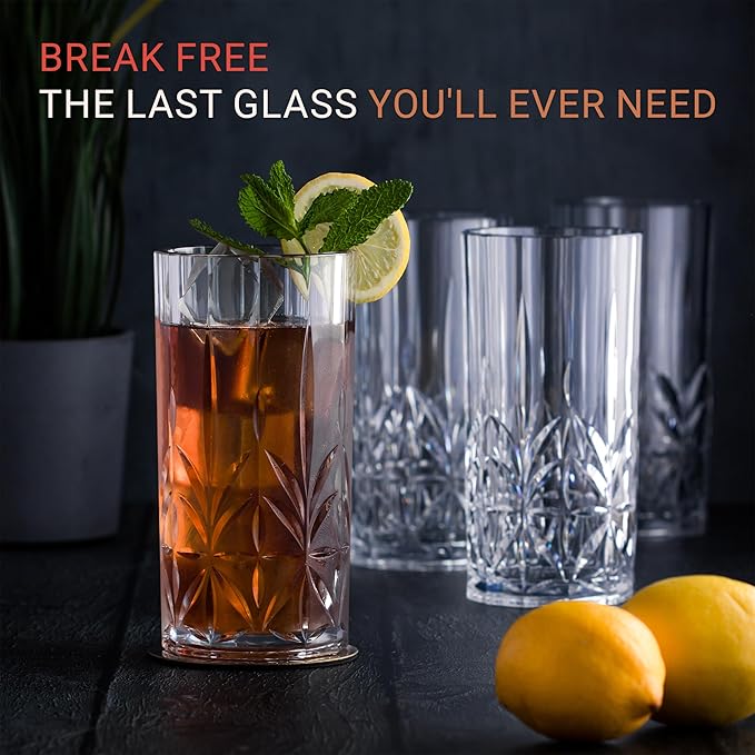 Bravario Unbreakable Plastic Drinking Water Tumblers, Dishwasher Safe 100% - Image 2