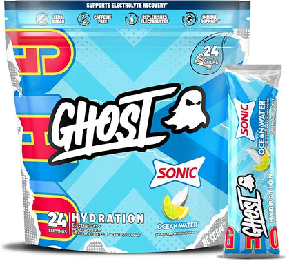 GHOST Hydration Packets, Sonic Ocean Water, 24 Sticks, Electrolyte Powder by GHOST