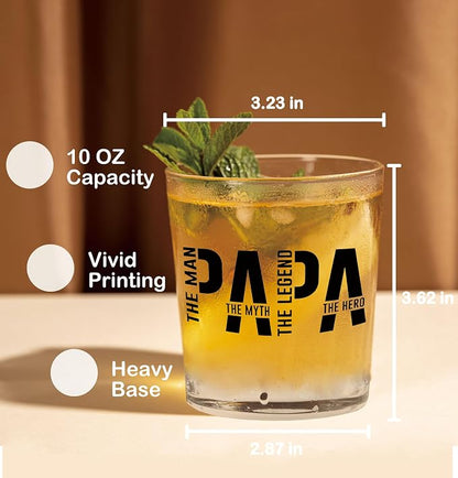 Nogrit Papa Gifts Whiskey Glasses 10 oz, Papa Dad Gifts - Image 2